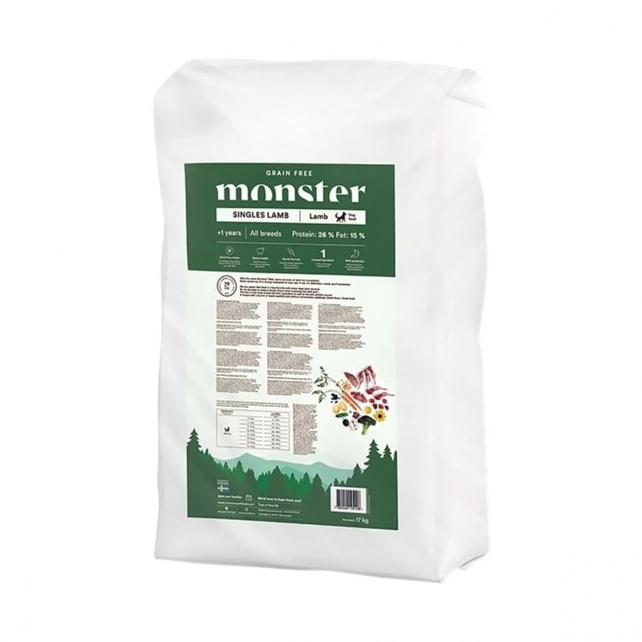 Monster Dog Grain Free Singles lamm 17 kg – hundfoder