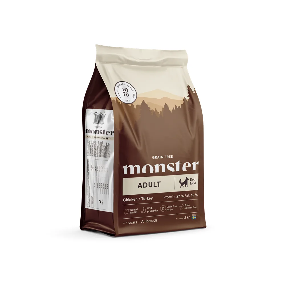 Monster Dog Grain Free vuxen kyckling/kalkon 2 kg – hundfoder