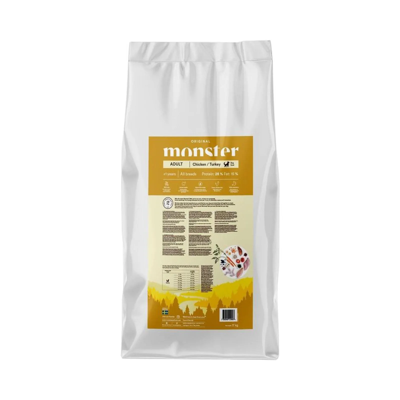 Monster Dog Original vuxen kyckling/kalkon 17 kg – hundfoder Monster Dog Original vuxen kyckling/kalkon 17 kg – hundfoder