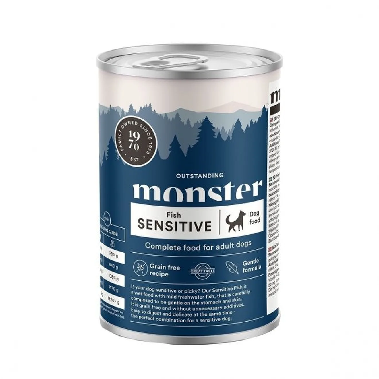 Monster Dog vuxen Sensitive fisk Burk 400 g – hundfoder