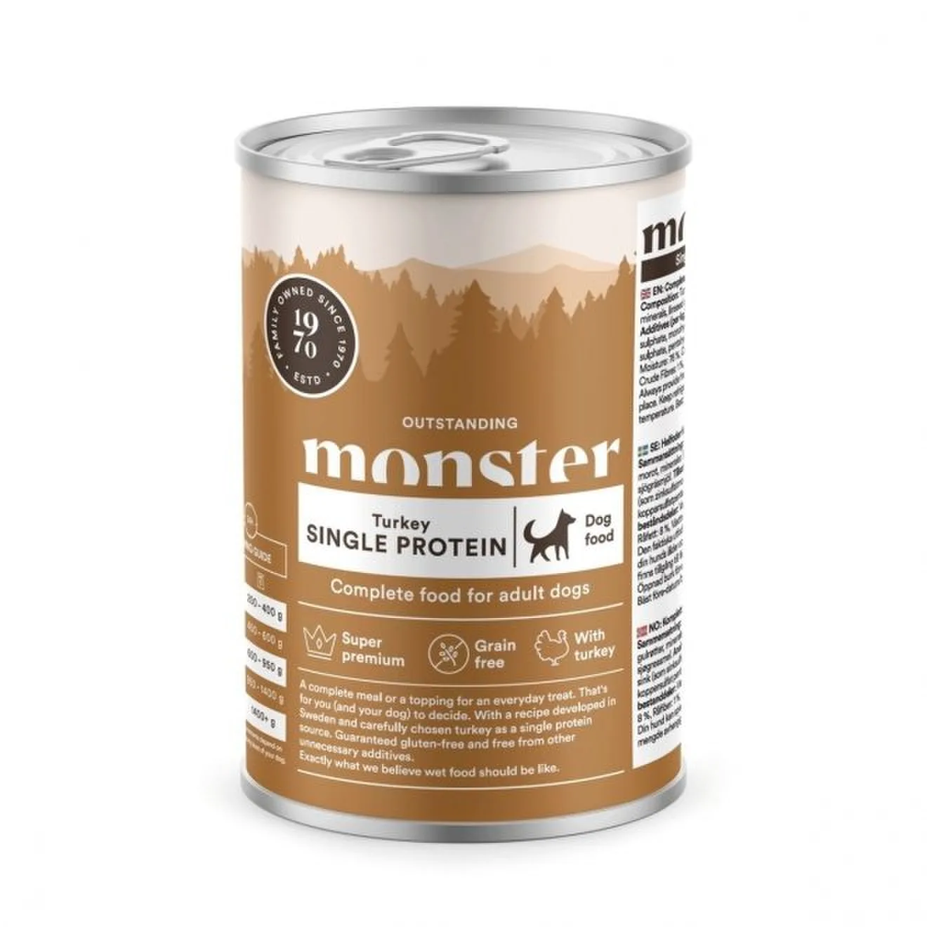 Monster Dog vuxen Single kalkon Burk 400 g – hundfoder
