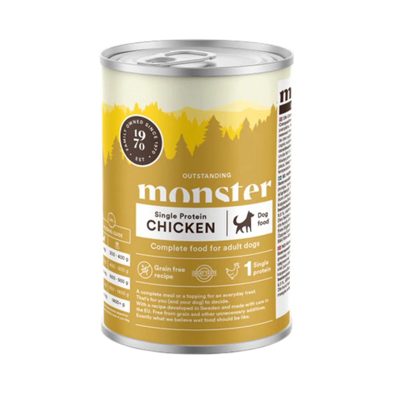 Monster Dog vuxen Single kyckling Burk 400 g – hundfoder