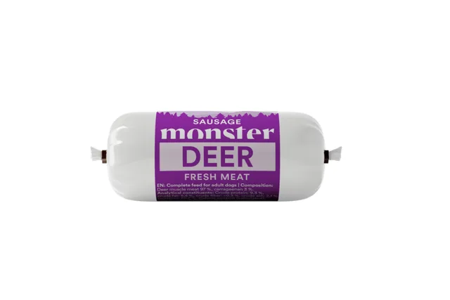 Monster Dog korv hjort 80 g – hundfoder Monster Dog korv hjort 80 g – hundfoder