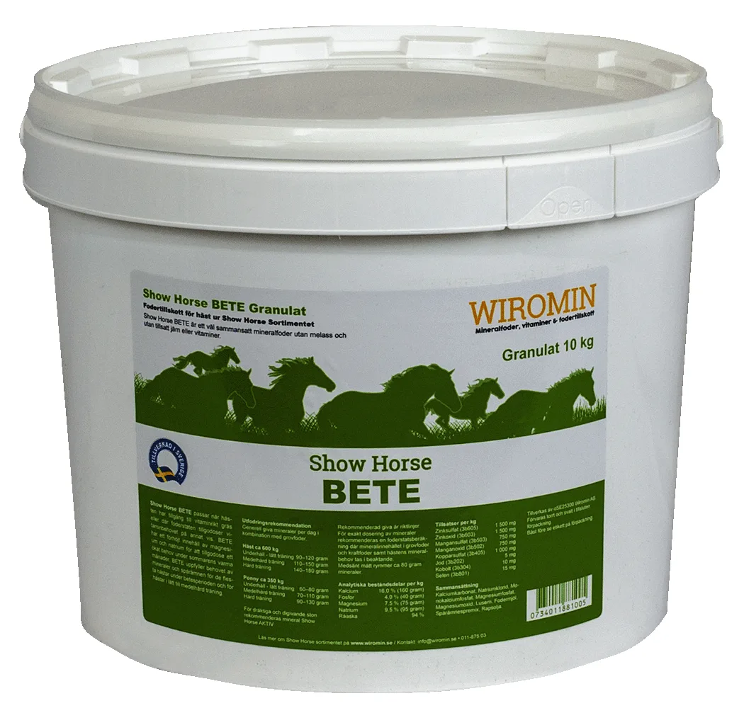 Show Horse BETE Mineralgranulat 10 kg – mineralfoder för häst från Wiromine