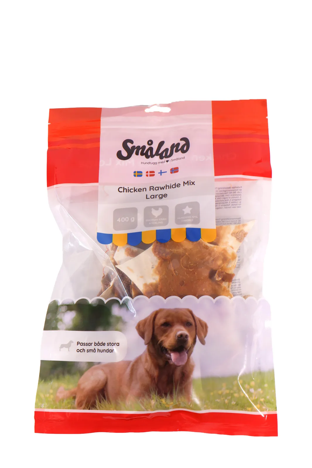 Småland kyckling Rawhide Mix Large 400 g – tuggben för hund