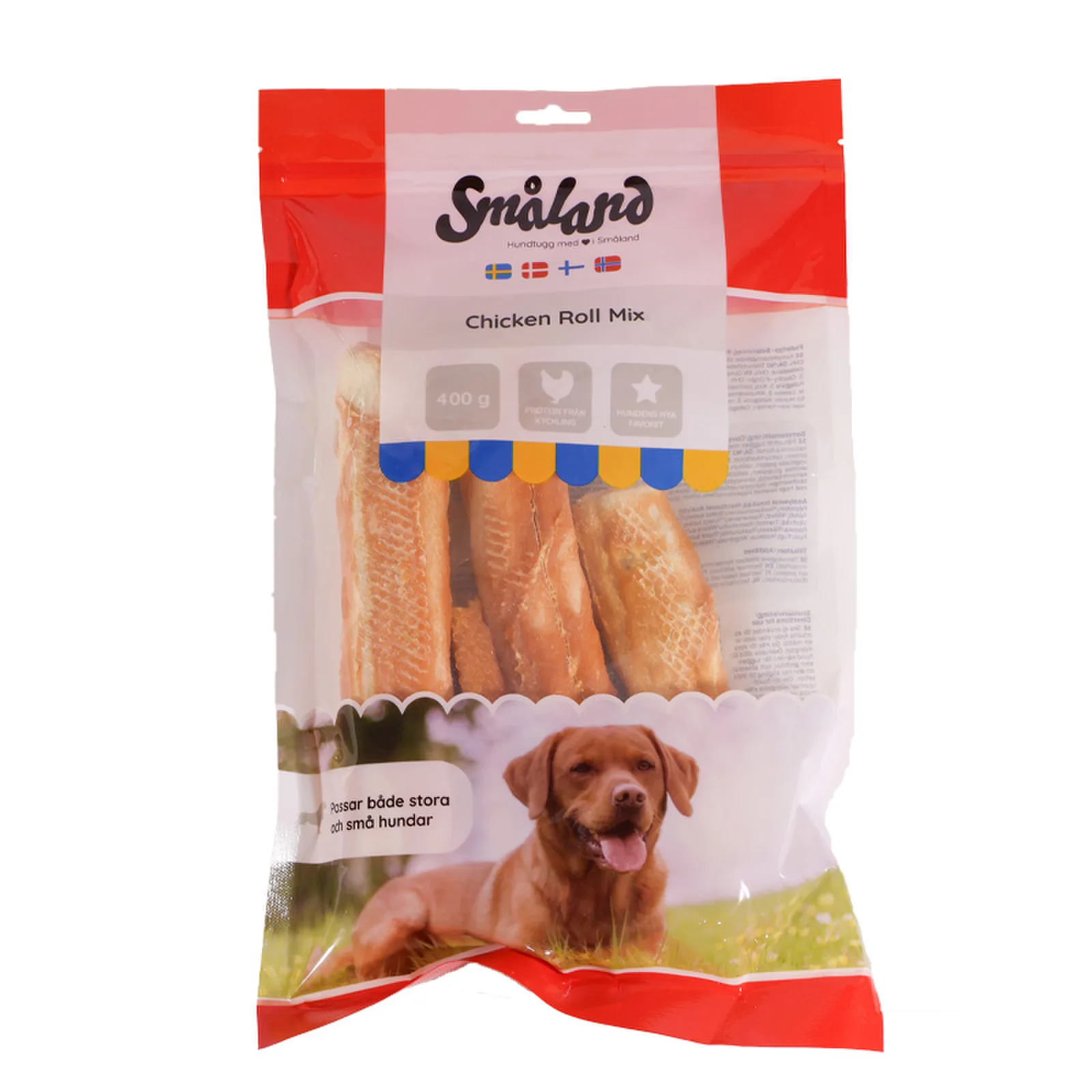 Småland kyckling Roll Mix 400 g – tuggben för hund