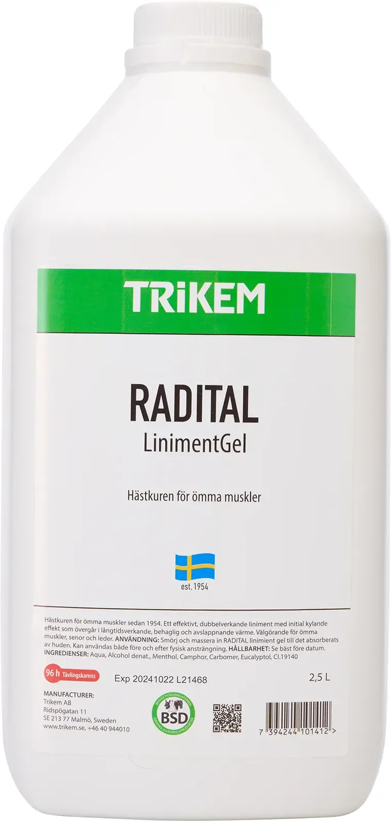 RADITAL LinimentGel 2500 ml – tillskott för häst från Trikem