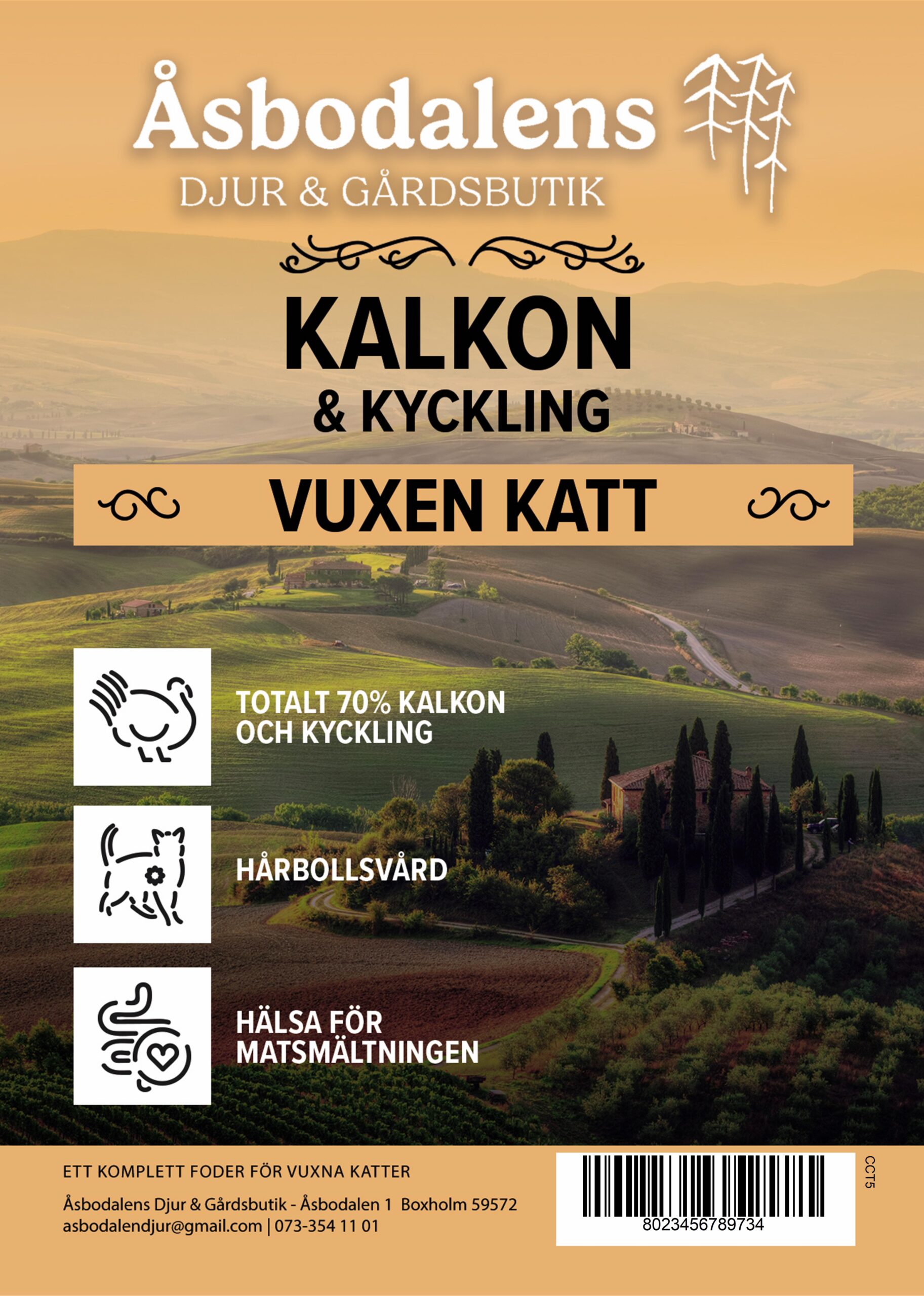 Åsbodalens Spannmålsfria KALKON & KYCKLING VUXEN KATT 1,5kg