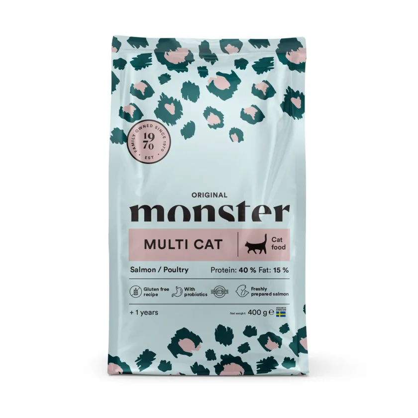 Monster Cat Original Multicat lax/fågel 400 g – kattfoder