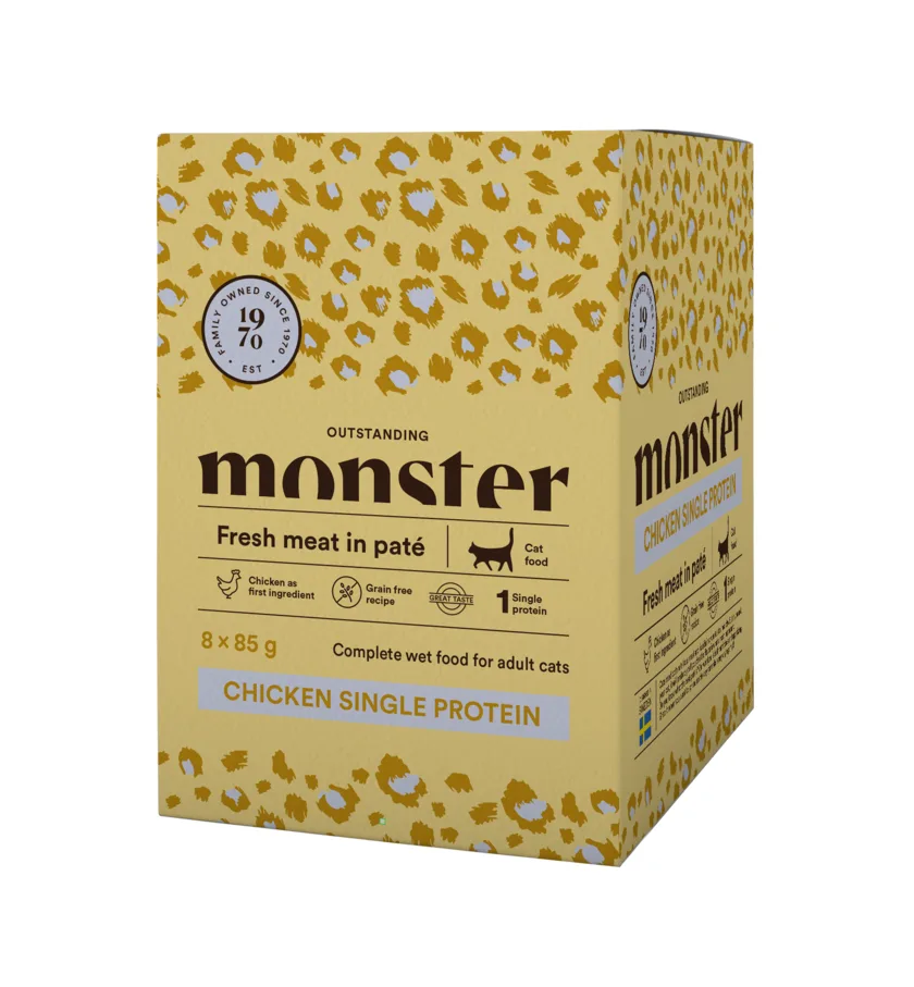 Monster Cat portionspåsar vuxen kyckling 85 g (8 pack) – kattfoder