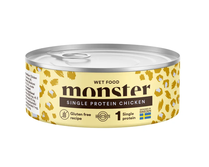 Monster Cat vuxen Single kyckling burk 100 g – kattfoder