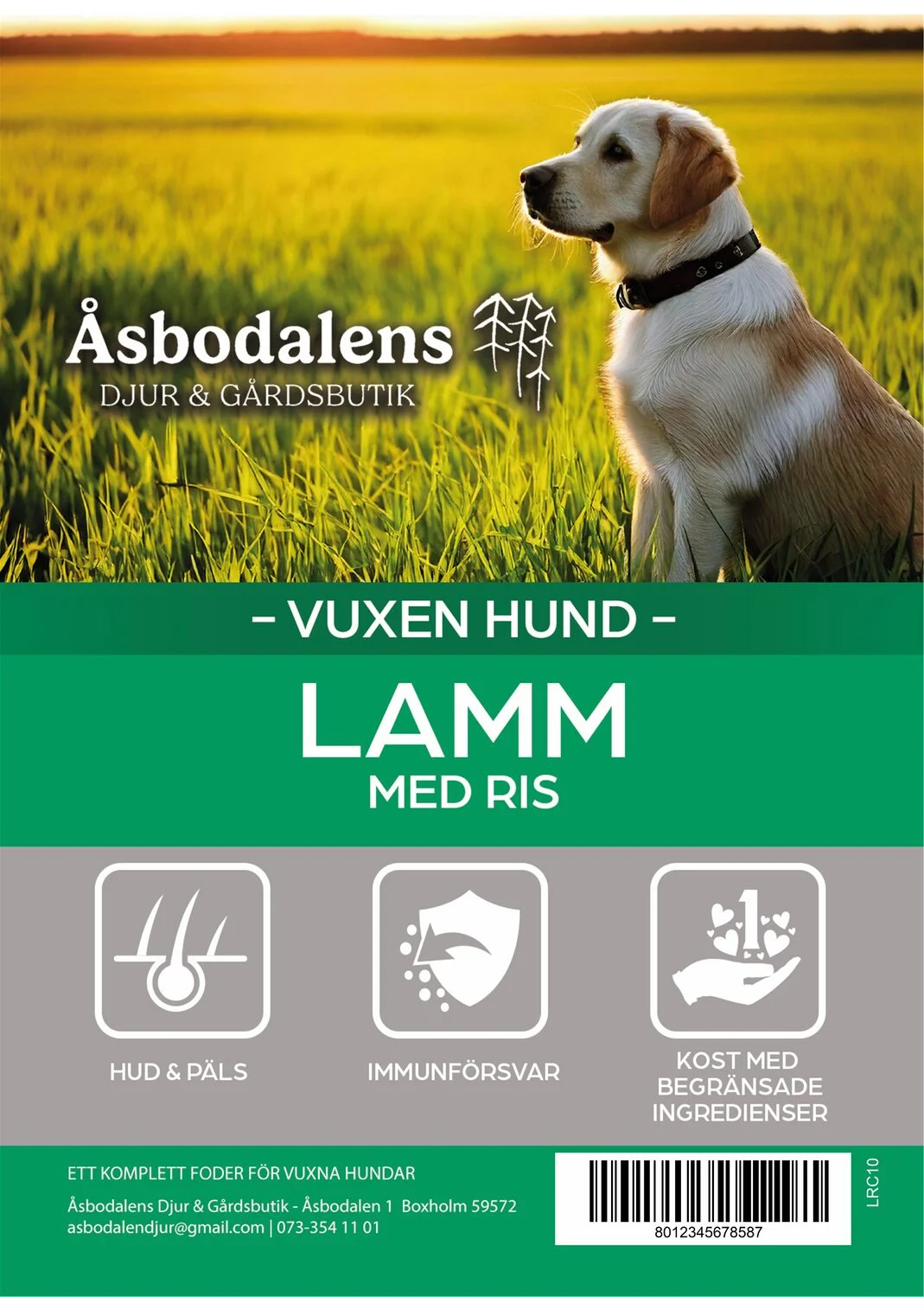 Åsbodalens LAMM MED RIS VUXEN HUND 1,5kg